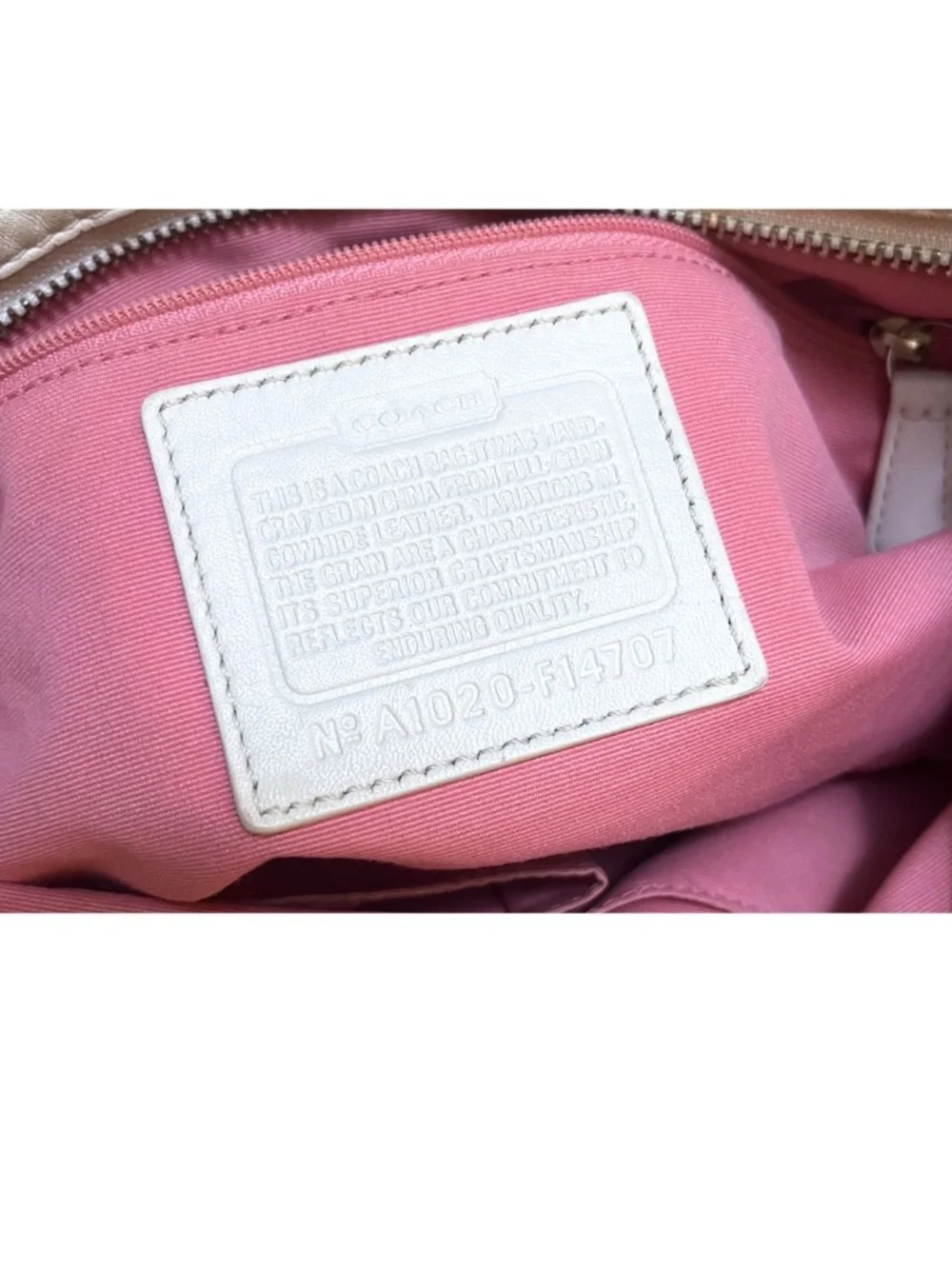 Cream Coach Leather Hobo Bag